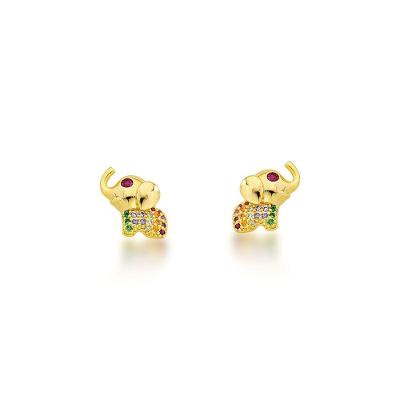 Brinco Elefante Da Sorte Colorido Banhado Ouro 18k