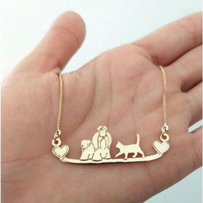 Gargantilha Personalizada Cachorro E Gato Banhado A Ouro