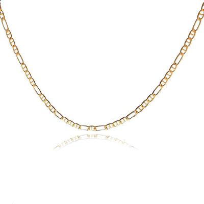 Colar Corrente Com Elos Sequenciados Folheado Em Ouro 18k