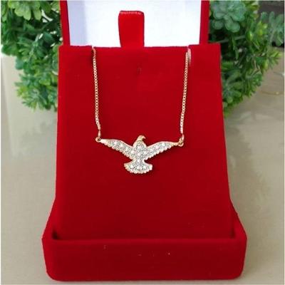 Gargantilha Espirito Santo Cravejada Banhada A Ouro 18K