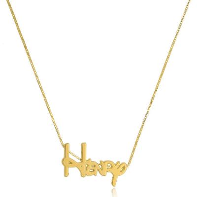 Colar Com Nome Letra Da Disney Folheado Em Ouro 18k