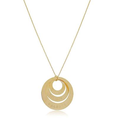 Colar Mandala Em Circunferências Folheado Em Ouro 18k