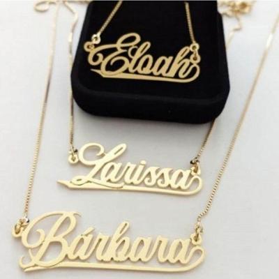 Gargantilha Colar Feminino Manuscrito Personalizado Banhado A Ouro