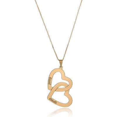 Colar Personalizado Corações Entrelaçados Folheado Ouro 18K