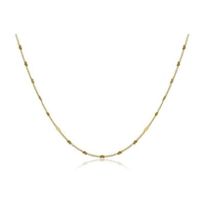 Colar Com Corrente Folheada Em Ouro Com Intervalos De Mini Corações Folheado Em Ouro 18k