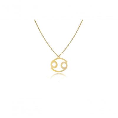 Colar Signo De Câncer Folheado Em Ouro 18k