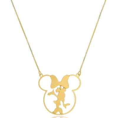 Colar Miney No Meio Folheado Em Ouro 18k