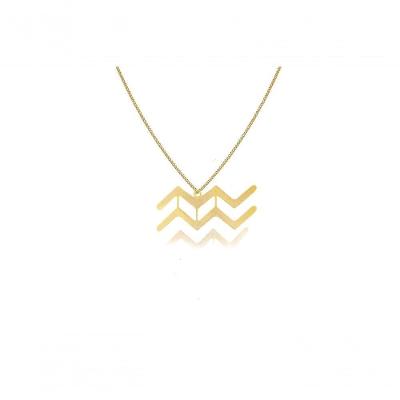 Colar Signo De Aquário Folheado Em Ouro 18k