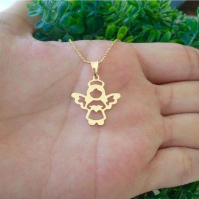 Gargantilha Anjo Banhado A Ouro 18k