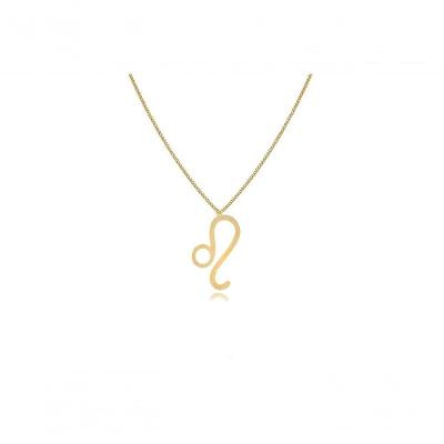 Colar Signo De Leão Folheado Em Ouro 18k