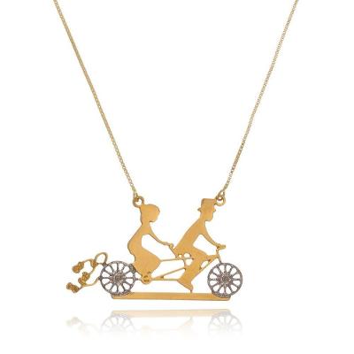 Colar Recém Casados Com Detalhes Em Rodium Folheado Em Ouro 18k