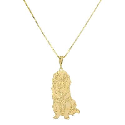 Gargantilha Pingente Golden Retriever Banhado a Ouro 18k