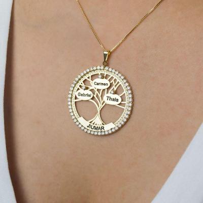 Gargantilha Arvore Da Vida Banhado A Ouro