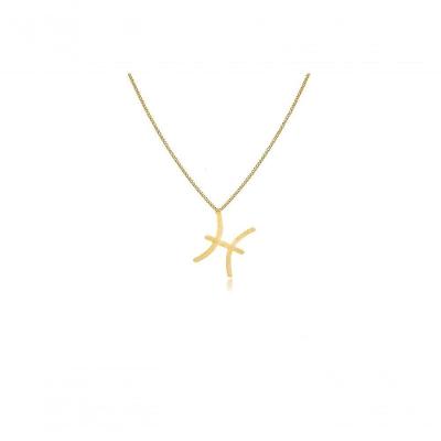 Colar Signo De Peixes Folheado Em Ouro 18k