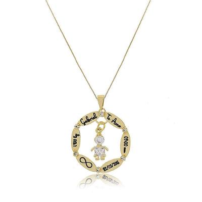 Colar Mandala Com Dados Nascimento Folheado Em Ouro 18k