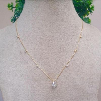 Gargantilha Ponto De Luz 40cm Banhado A Ouro