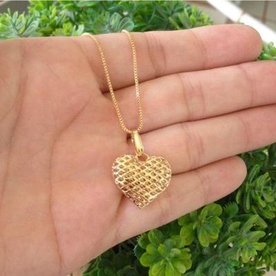 Gargantilha Coração Diamantado Banhado A Ouro 18k