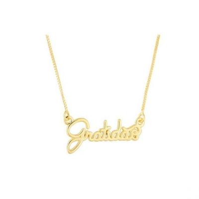 Gargantilha Gratidão Banhado a Ouro