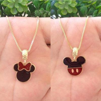Gargantilha Minnie Banhada A Ouro 18k