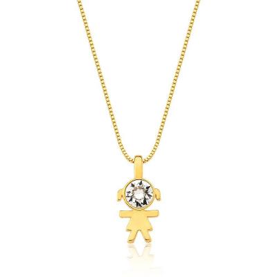 Colar Menina Com Cristal Com Revestimento Em Ouro