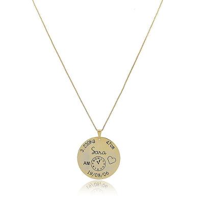 Colar Personalizado Com Dados Do Filho Folheado Em Ouro 18K