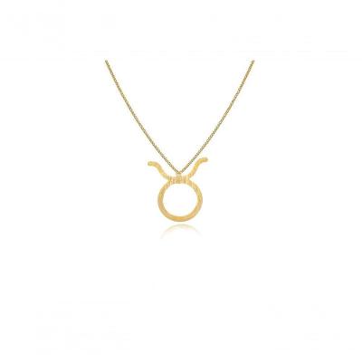 Colar Signo De Touro Folheado Em Ouro 18k