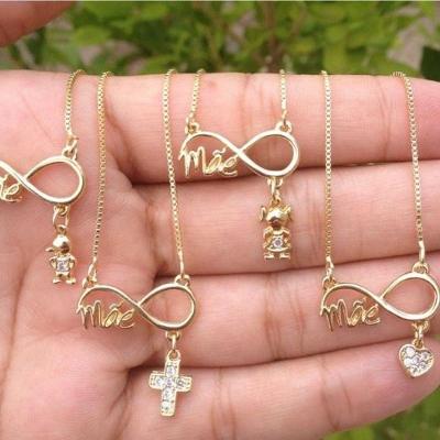 Colar Gargantilha Canga Mãe Com Filhos Banhado A Ouro