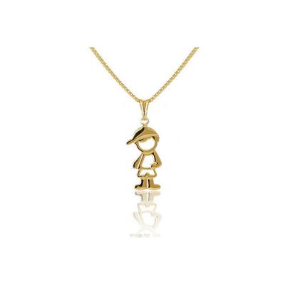 Colar Com Pingente De Menino Folheado Em Ouro 18k