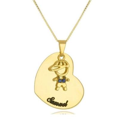 Gargantilha Coração Personalizado E Pingente Filhos (as) Banhado A Ouro 18k