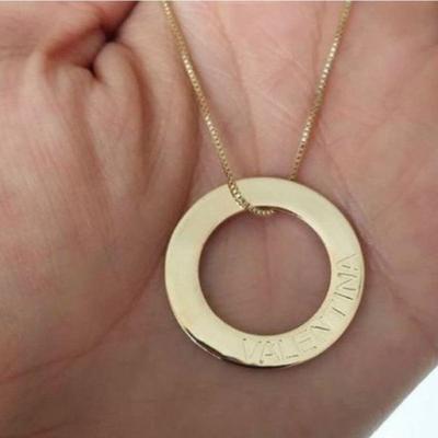 Gargantilha Argola Personalizada Nome Gravado Banhado A Ouro