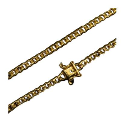Cordão Corrente Cubana 4Mm Semelhante Ao Ouro 18K