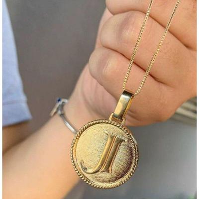 Gargantilha Personalizada Medalha Inicial Banhado A Ouro