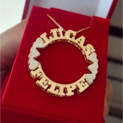 Gargantilha Mandala Personalizada Corações Lisos Ou Em Rhodium Banhada