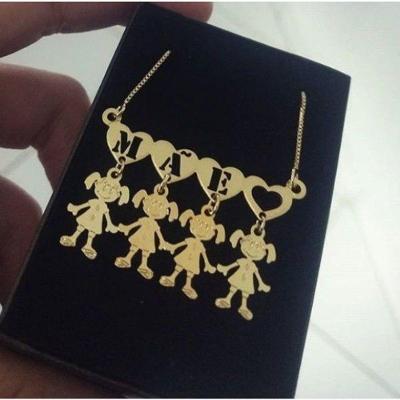 Gargantilha Canguinha Coração Letras Personalizadas Com Pingentes Banhado A Ouro