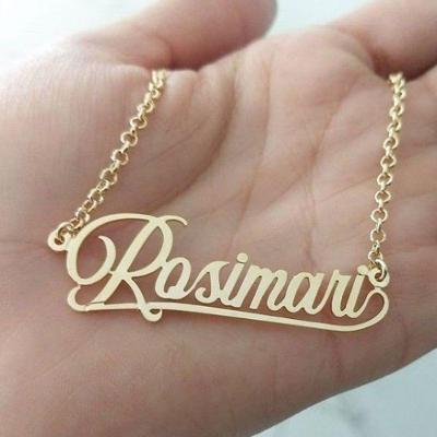 Gargantilha Manuscrito Personalizado Banhado A Ouro