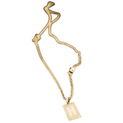 Colar Grumet Fecho Gaveta 3mm Pingente Letra H