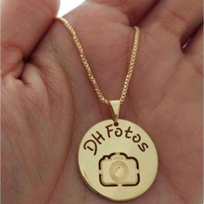 Gargantilha Pingente Medalha Fotógrafo(a) Personalizado Banhado A Ouro