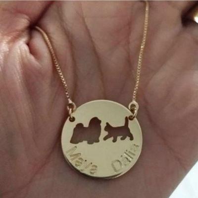 Gargantilha Mandala Personalizada Animais De Estimação Banhado A Ouro