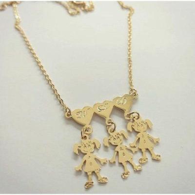 Gargantilha Canguinha Corações Com Letras Iniciais E Pingentes Meninos(as) Banhado A Ouro