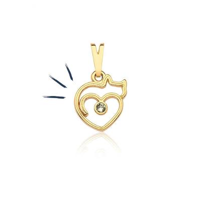 Pingente Love Cat Revestido Em Ouro