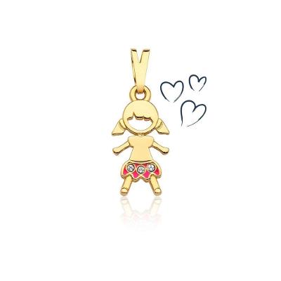 Pingente Menina Revestido Em Ouro