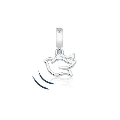 Charm Pombinha Da Paz Revestida Em Prata