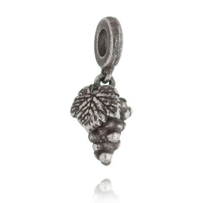 Charm Cachinho De Uvas Revestido Em Prata Envelhecida