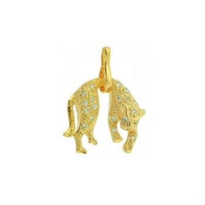 Pingente de Pantera Cravejado Banhado Ouro