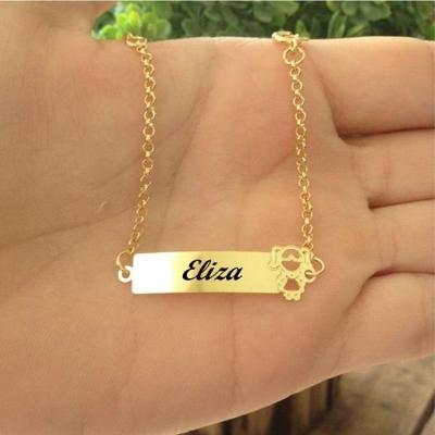 Pulseira Chapinha Infantil Menina Elo Português Banho De Ouro F 5.8