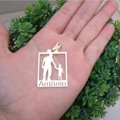 Pingente Pai E Filho Personalizado Banho De Ouro