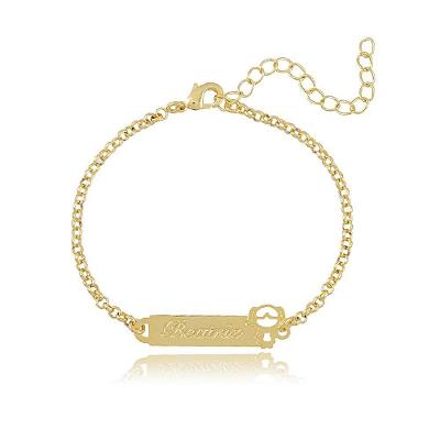 Pulseira Chapada Com Nome Gravado Folheado Em Ouro 18K