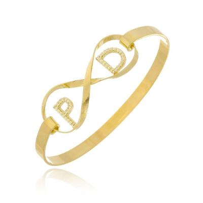 Pulseira Rígida Com Infinito E Iniciais Do Casal Trabalhado