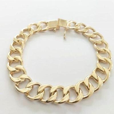Pulseira Groumet Elos Abertos 12mm Banhada A Ouro