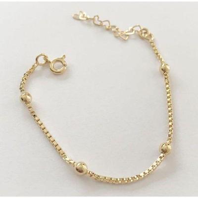 Pulseira Infantil Bolinha Em Banho De Ouro Menina Maternidade
